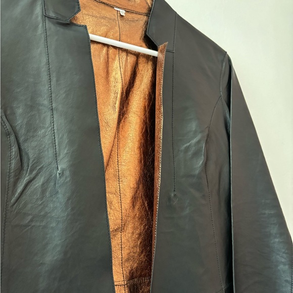 LAMARQUE - Leather Jacket w/ Gold Lining - Picture 2 of 7